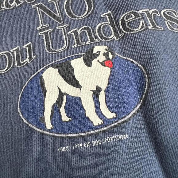 Vintage 1999 Big Dogs T-Shirt Blue Large Made in Mexico Dog Mom Graphic Tee USA - Picture 5 of 7